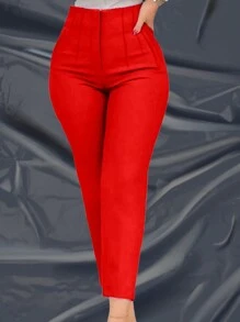 Women's Stretch Pleated Dress Pants - Red - View 1