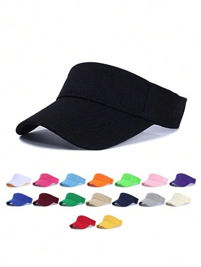 1pc Fashion Pure/Multi-Color Retro Golf Sun Visor Baseball Cap For Outdoors Casual