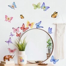 1 Pieza Mariposa De Colores Pintada A Mano Y Adhesiva Para Pegar En La Pared, Pegatina Para Decoración De Sala De Estar Y Dormitorio - Multicolor - Ver 6