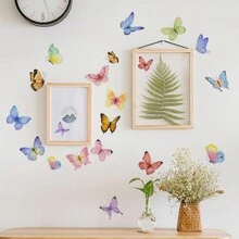 1 Pieza Mariposa De Colores Pintada A Mano Y Adhesiva Para Pegar En La Pared, Pegatina Para Decoración De Sala De Estar Y Dormitorio - Multicolor - Ver 5