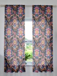 1片印花植物和花卉圖案的窗簾 - 非單色 - 查看 1