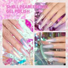 1瓶7.5毫升珍珠貝殼紋凝膠指甲油,變色紫色半永久性浸泡式uv Led美甲藝術 - 紫色 - 查看 5