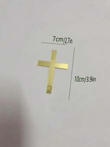 5 件/10 件基督教十字架蛋糕装饰亚克力蛋糕装饰 B Aby 洗礼圣餐主题派对装饰蛋糕派对用品 - 金色 - 查看 2