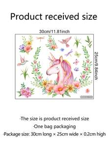 1入組獨角獸花圈壁貼和馬桶貼套裝,適用於浴室和馬桶座墊裝飾 - 彩色 - 查看 6