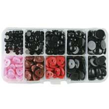 330pcs/Pack Diy Plush Toy Eyes And Nose Material, Including Black Flat Bottom Round Eyes, Colored Triangular Flat Bottom Nose - Multicolor - View 2
