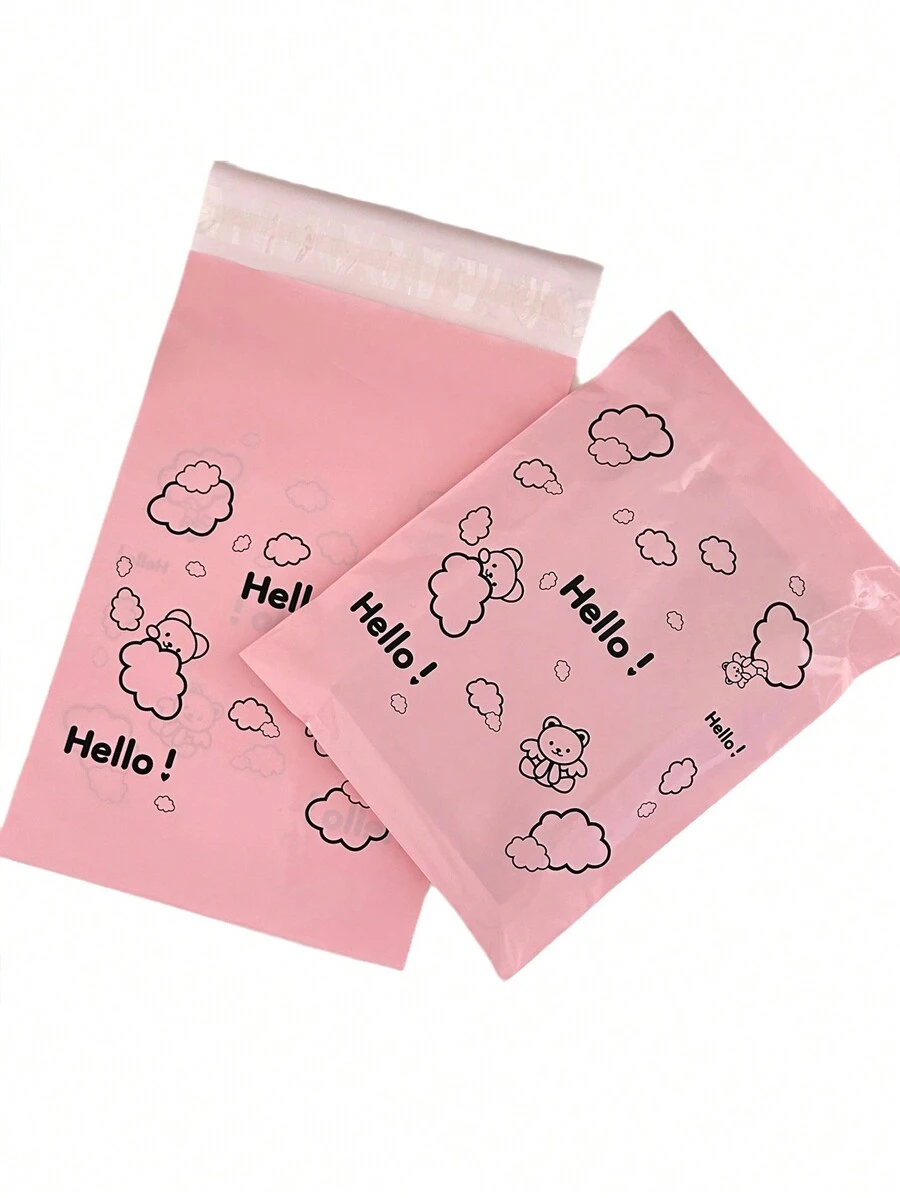 50 Piezas Bolsa De Envío Linda Con Dibujo Animado De Oso Con Adhesivo Para Empaque Exprés, Impermeable - A - Ver 1