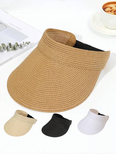 1pc Unisex Shell Decor Boho Cowgirl Hat Cowboy Hat Straw Hat Top Air Cap Visor Beach Hat Sun Hat For Party