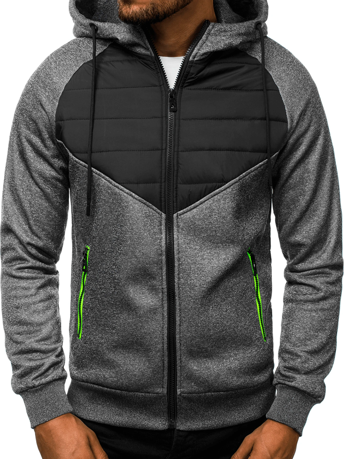 Shendy Vendy Men's Sweatshirt With Sports Hood With Zipper Hoodie - 深灰色 - 查看 1