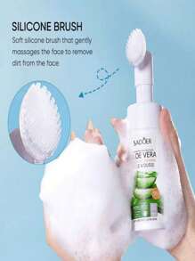 Aloe Vera Face Cleanser Foam With Exfoliating Face Cleansing Brush Deep Cleaning Moisturizing Black Head Removal Brighten 120ml - 白色 - 查看 1
