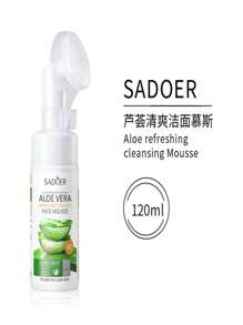 Aloe Vera Face Cleanser Foam With Exfoliating Face Cleansing Brush Deep Cleaning Moisturizing Black Head Removal Brighten 120ml - 白色 - 查看 7