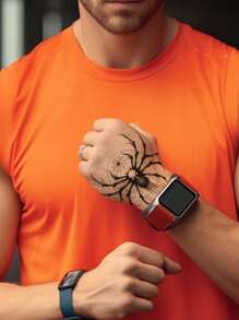 1套4片蜘蛛刺青貼紙,防水耐用,適用於男孩的手臂和脖子