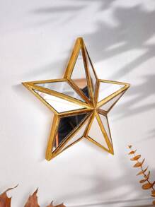 1 Pieza Creativa Retro 3d Resina Material Decoración De Pared De Espejo De Vidrio En Forma De Estrella Para Sala De Estar En Casa Portátil Instalación Diseño De Moda Decoración Para Dormitorio Regalo De Inauguración De La Casa Para Novia, Mejor Amiga, Familia