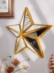 1 Pieza Creativa Retro 3d Resina Material Decoración De Pared De Espejo De Vidrio En Forma De Estrella Para Sala De Estar En Casa Portátil Instalación Diseño De Moda Decoración Para Dormitorio Regalo De Inauguración De La Casa Para Novia, Mejor Amiga, Familia
