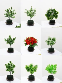 1pc Simulation Flower & Plant, Valentine'S Day, Home, Hotel, Party, Festival Decor, Fake Gypsophila Rose Lily Bamboo Chrysanthemum Maple Leaf Money Grass, Plastic, Polyester, Elegant And Affordable - Multicolor - View 2