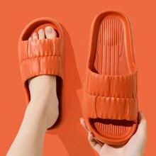 Chinelos De Casa Pantufas Resistentes Ao Desgaste Com Sola Grosso E Aberto, Simples E Fashion, Confortável E Adequado Para Hóspedes, Envio Direto - Laranja - Visão 2