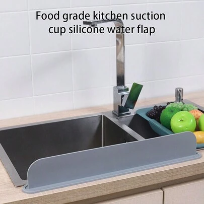 1pc Silicone Sink Splash Guard, Suction Cup Splash Cover, Reusable Sink Splash Shield, Sink Splash Protector For Kitchen And Bathroom, Bendable And Easy To Install