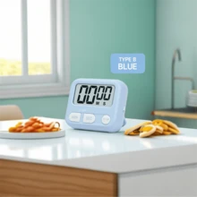 1入迷你便攜式視覺時間管理電子秒表,廚房計時器,化妝計時器,靜音學生計時器,倒數計時器 - 藍色 - 查看 2