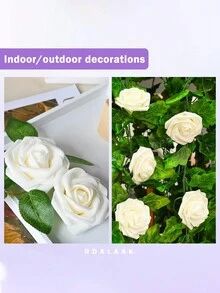 2/4/6/8/10/12/14/16/18/20/22/25/30入組人工玫瑰花,粉色漸變泡沫模擬假玫瑰花,適用於家居裝飾、婚禮新娘花束、嬰兒派對桌面擺設以及家庭花園桌面裝飾 - 米色 - 查看 5