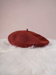 1 Mũ Beret thời trang dành cho nữ, màu trơn, thích hợp phối váy, thu đông - Rỉ Nâu - Xem 13
