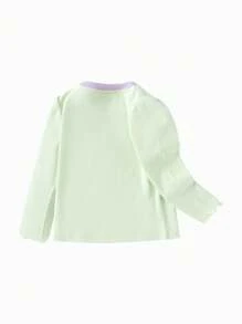 Balabala Toddler Girl Knitted Round V-Neck Long Sleeve T-Shirt