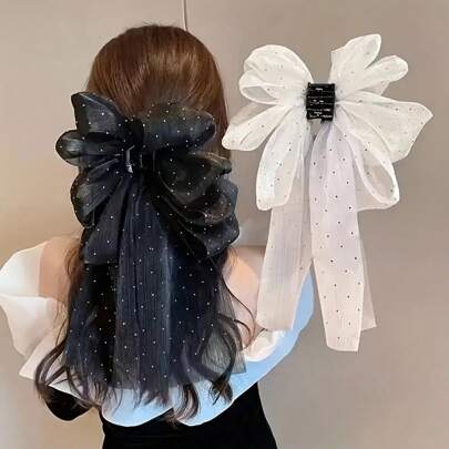 Random 1pc Super Fairy Bow Hair Clip, Princess Ribbon Claw Clip, Hair Accessories For Girls, Ideal Choice For Gifts