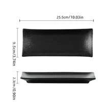 Plato Rectangular De Estilo Japonés Para Sushi, Plato Retro Creativo De Cerámica Para Snacks Con Forma De Tira Larga, Bandeja De Barbacoa Con Vajilla Hermosa - negro medio - Ver 2