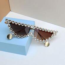 时尚女士时尚眼镜，带水钻装饰，适合日常佩戴 - 彩色 - 查看 6