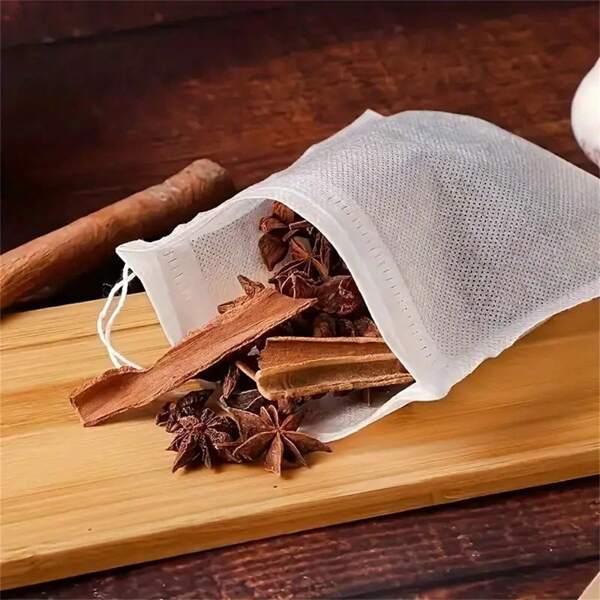Sachets De Thé Jetables 100 Pièces Avec Ficelle Et Joint De Guérison-filtres À Épices En Tissu Non Tissé Pour Infuseur À Thé-infusion Pratique Et Sans Gâchis