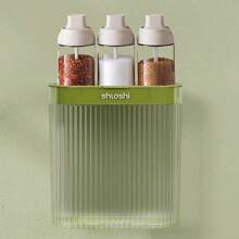 Multi-Functional Kitchen Cling Film & Aluminum Foil Holder With Large Capacity Disposable Bag Dispenser, Wall Mounted - Olive Green - View 3