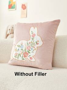 1入組兔子和花卉刺繡枕套 - 粉色 - 查看 5