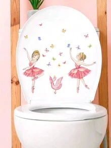 1張芭蕾舞女孩壁貼,適用於浴室、廁所和家居裝飾,自粘式 - 彩色 - 查看 3