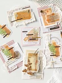 30入組復古創意手帳貼紙,diy手工藝術材料,用於節日禮物裝飾,個性化日記剪裁圖案 - 黃色 - 查看 6