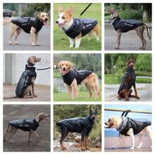 Winter Warm Waterproof Pet Jacket With Thickened Reflective Dog Coat & Detachable Harness Chest & Back Piece, Windproof Fur Collar For Medium And Large Dogs In Cold Weather And Outdoor Activities