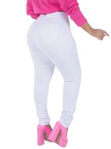 Plus Size Jeans - 白色 - 查看 4