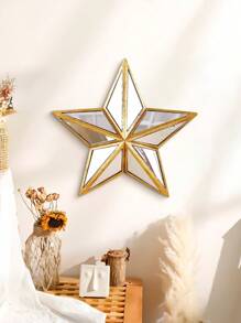 1 Pieza Creativa Retro 3d Resina Material Decoración De Pared De Espejo De Vidrio En Forma De Estrella Para Sala De Estar En Casa Portátil Instalación Diseño De Moda Decoración Para Dormitorio Regalo De Inauguración De La Casa Para Novia, Mejor Amiga, Familia