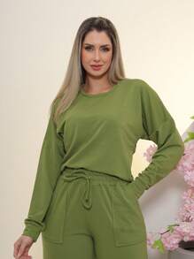 Women Two-Piece Outfits - Olive Green - View 3
