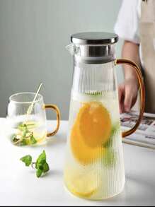 北歐風格耐高溫玻璃水壺套裝,附有保溫豪華水杯,大容量玻璃瓶可盛載冷水、果汁、茶等