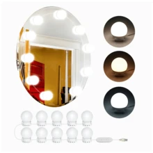 Focos Led Regulables Para Espejo De Tocador 10 Leds Bombillas Con Cable USB Luz cálida, luz fría y luz neutra. - Blanco - Ver 2