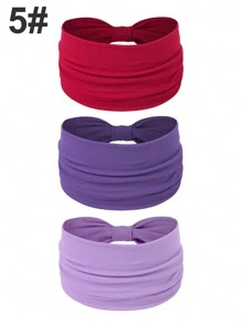 3 pezzi Fasce elastiche extra larghe a torsione di colore unito per donna, accessori per capelli alla moda e alla moda per l'autunno e l'inverno, adatti per vacanze, outfit eleganti, sciarpe, bandane e fasce per capelli morbide per donna, estivo, vacanza, viaggio - Multicolore - Visualizzare 15