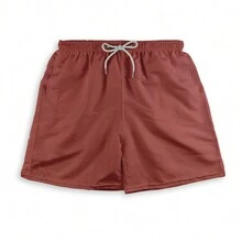 Men Beach Shorts - Màu Đỏ Sâu - Xem 4