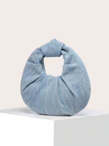 Bolso de hombro plegado con forma de nube en mezclilla, bolso vintage de jean para mujer