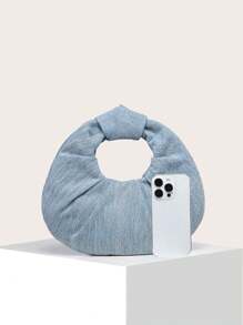 Bolso de hombro plegado con forma de nube en mezclilla, bolso vintage de jean para mujer
