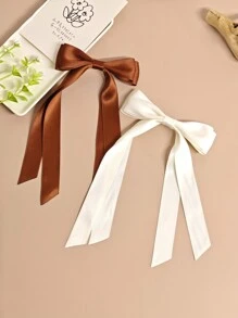 2 件套女士大号蝴蝶结发夹缎面双层大发夹蝴蝶结发夹法式发饰可爱万圣节爪夹发夹 - 彩色 - 查看 8