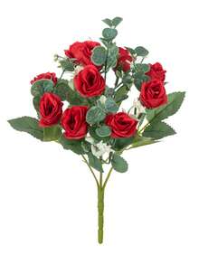 1入組人工玫瑰花絲綢假雲杉植物花束,情人節婚禮裝飾diy花環材料,新娘手持花裝飾配件,婚車裝飾,門楣拱門裝飾,家居,餐廳,臥室,花瓶裝飾,生日派對裝飾材料,新年禮物 - 紅色 - 查看 5