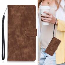 Ví điện thoại có dây buộc ngắn thời trang Vỏ ví giả da màu rắn có vỏ bảo vệ điện thoại chống sốc Tương thích với iPhone - màu nâu - Xem 10