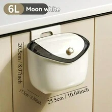 1pc Kitchen Dustbin With Lid, Wall-Mounted Trash Can, Capacity Garbage Bin, Highly Attractive Bathroom Paper Basket, Home Supplies, Room Decor, Cleaning Supplies - White - View 7