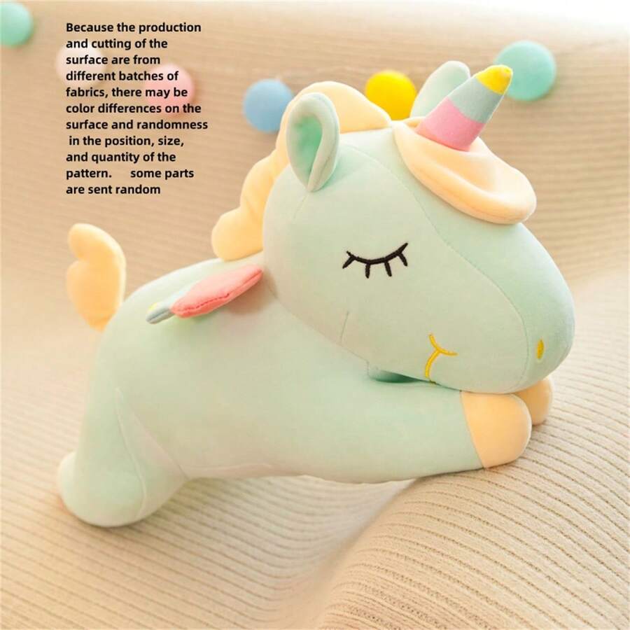 28cm/11in Green Unicorn Stuffed Animal, Rainbow Plush Toy, Unique Design, Cute Collectible Doll - Green - View 1