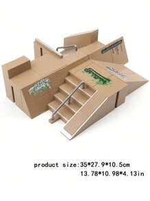 新品到貨6合1手指滑板公園套裝玩具塑料手指滑板帶有bmx大場景diy迷你公園手指屋頂坡道軌道樓梯場地組合室內家庭玩具手指運動物品,適用於成年人 - 卡其色 - 查看 1