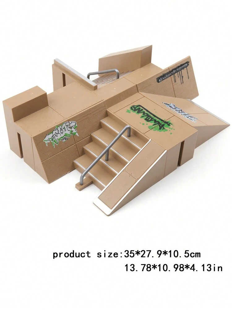 New Arrival 6-In-1 Finger Skatepark Kits Toys Plastic Finger Skateboard With BMX Big Scene DIY Mini Park Finger Skatepark Ramp Track Stairs Venue Combination Indoor Home Toys Finger Sport Items For Adult - Khaki - View 1