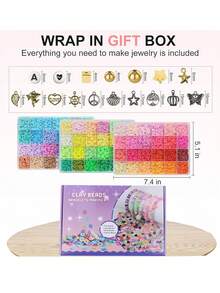 聚合物黏土珠手鍊製作套件,3 盒 72 色 Diy 友誼手鍊套件,附字母珠、吊飾、彩色光碟 - 彩色 - 查看 4